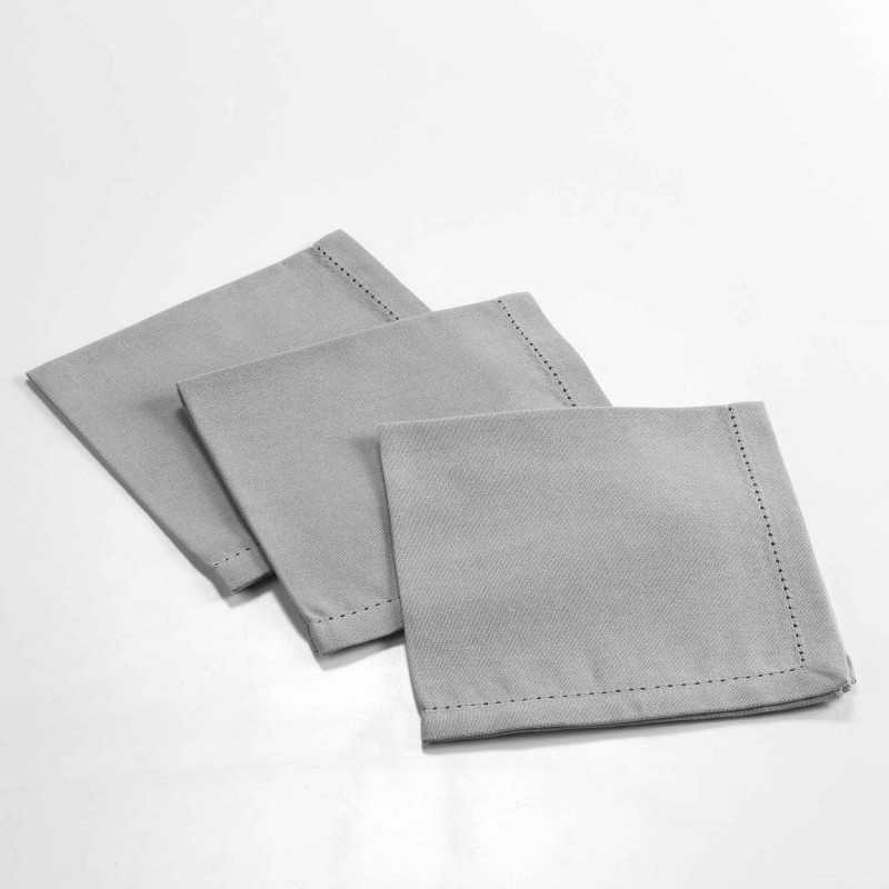 3 serviettes de table 40 x 40 cm coton uni charline gris