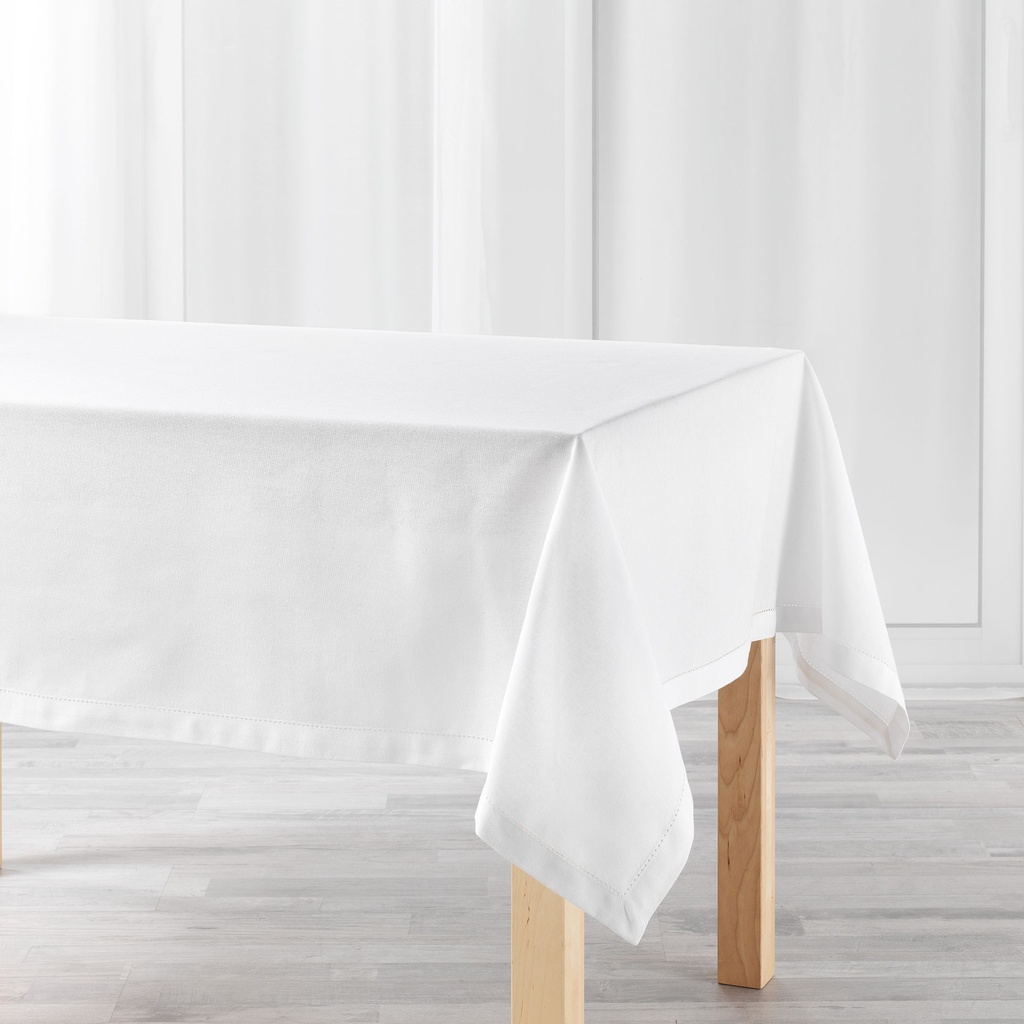 Nappe rectangle 140 x 240 cm coton uni charline blanc