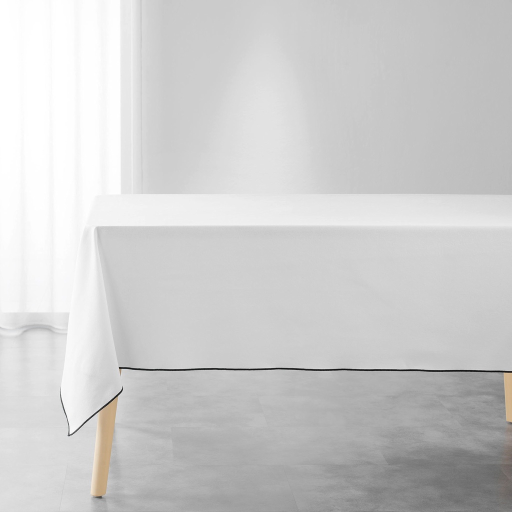 Nappe rectangle 140 x 240 cm coton recycle uni mistraline blanc