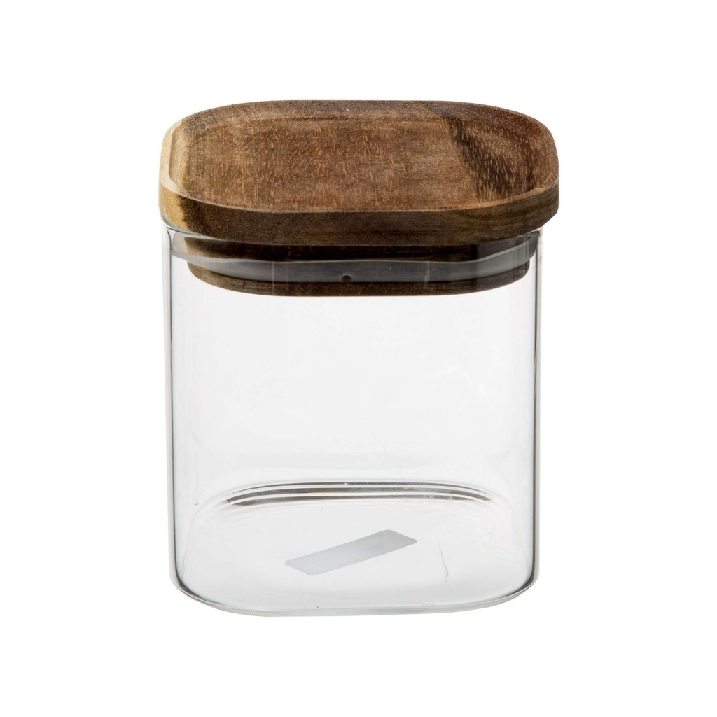Bocal carré verre + acacia 0,6L hermétique  