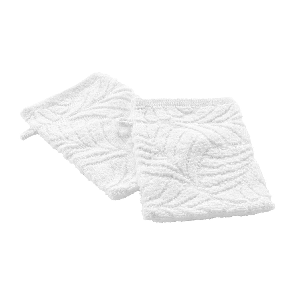 2 gants de toilette 15 x 21 cm eponge unie ciselee madeira blanc