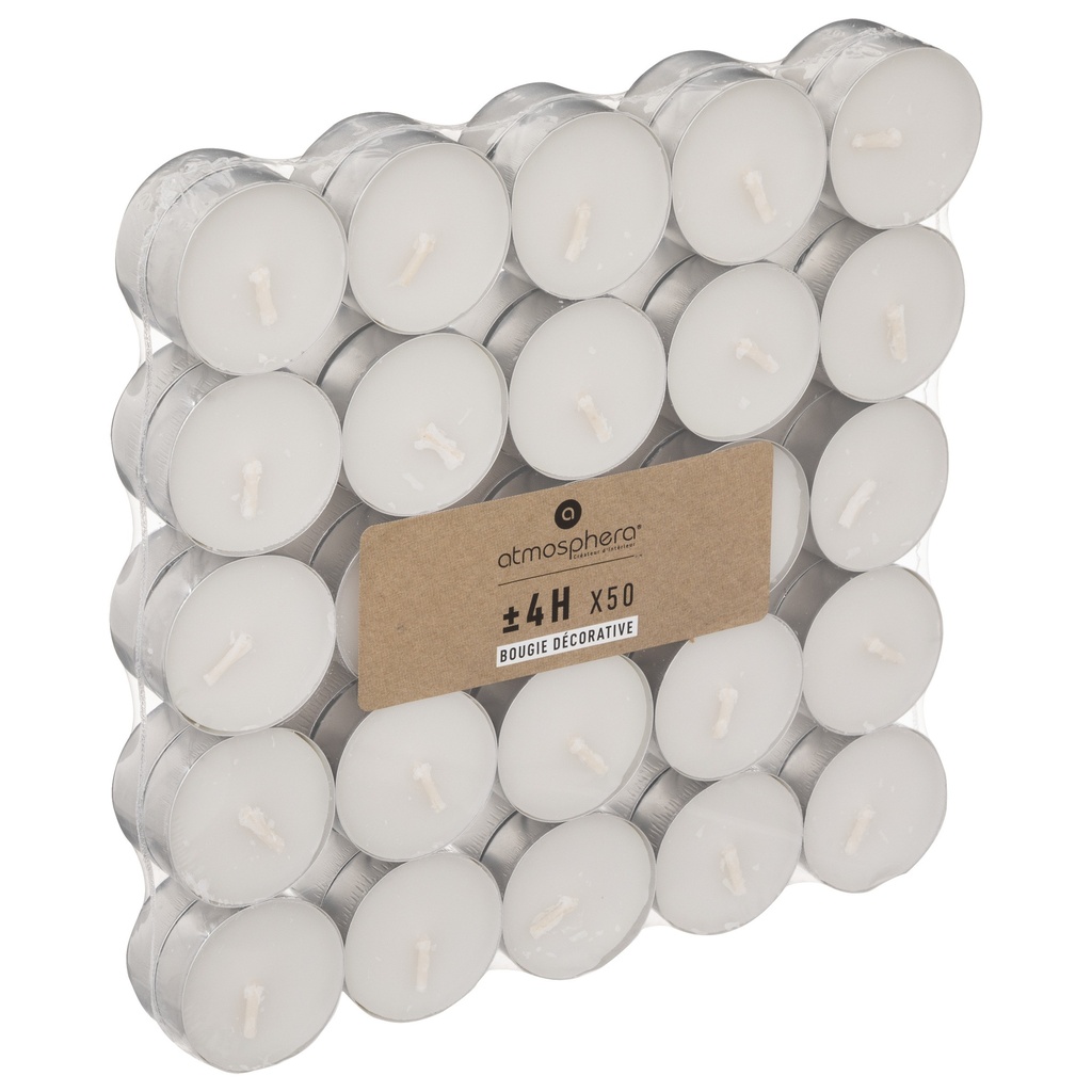 Bougie blanche lot de 50 -  diamètre 3.7 cm