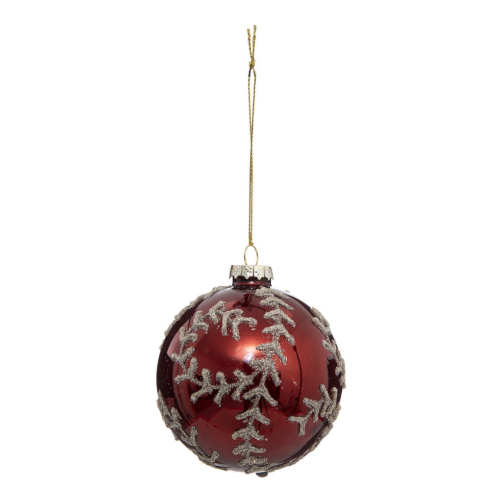 Boule de noel verre 90mm imp fleur rg