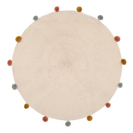 Tapis rond coton arlequin pom d90
