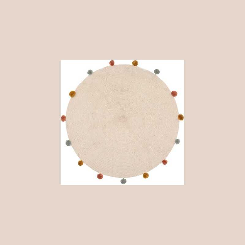 Tapis rond coton arlequin pom d90