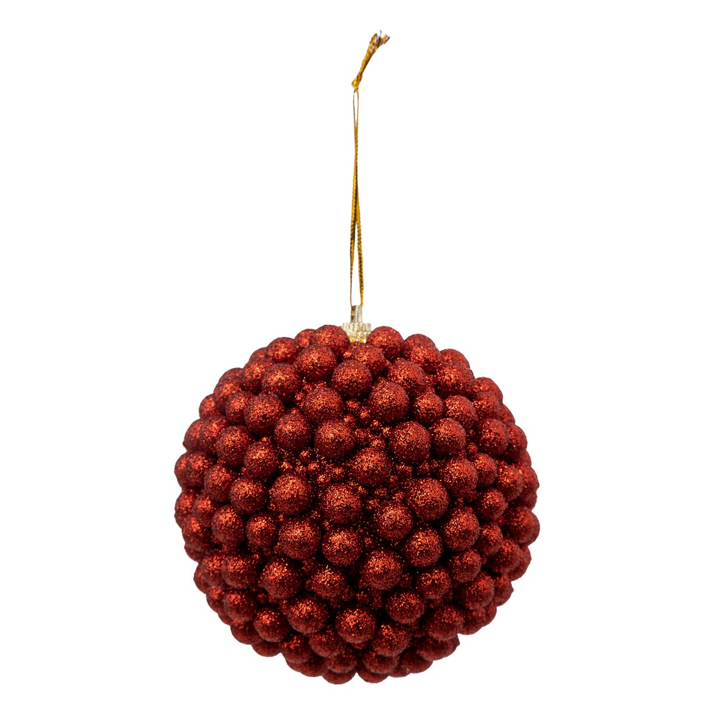 Boule de noel plf billes rouge 100mm