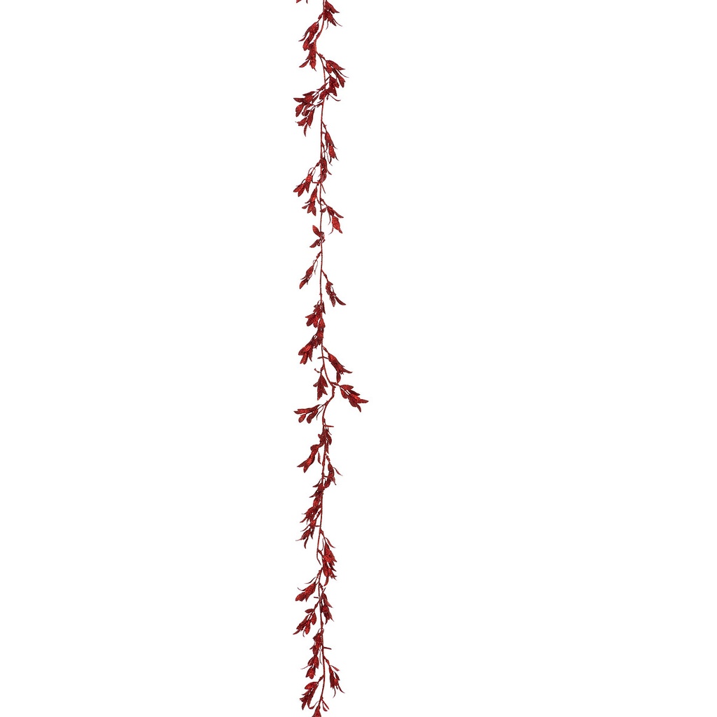 Guirlande plast feuilles rouge 180cm