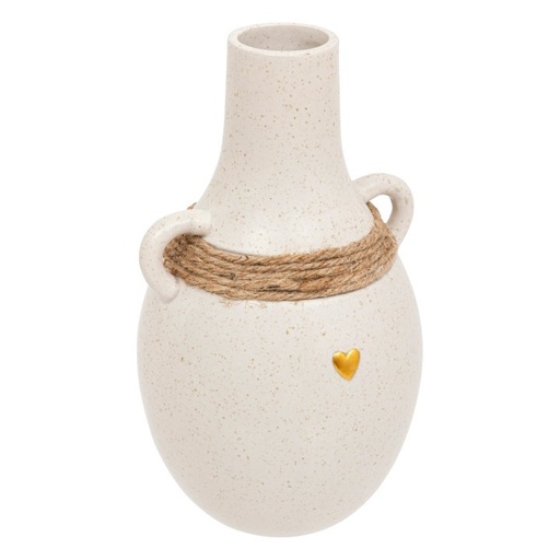 Vase céramique blanc avec corde FLO h22