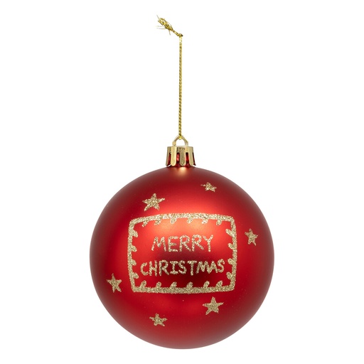 Boule de noel plast merry xmas rg 80mm