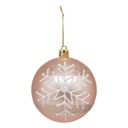 Boule de noel plast flocon rose 80mm