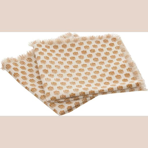 Serviette de table  imprime  maha beige 40x40 x2