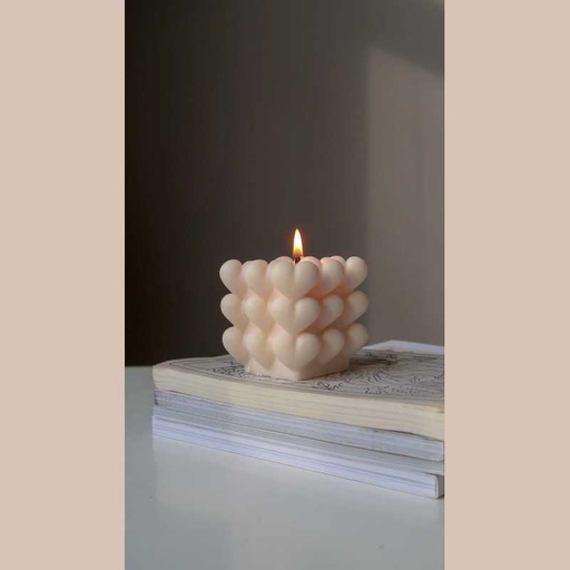 Bougie cube coeur peach 
