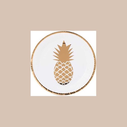 8 assiettes ananas or 23cm