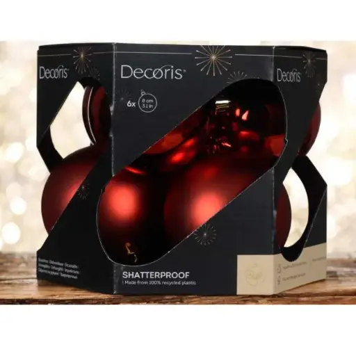 Boules incassables brillant rouge x6