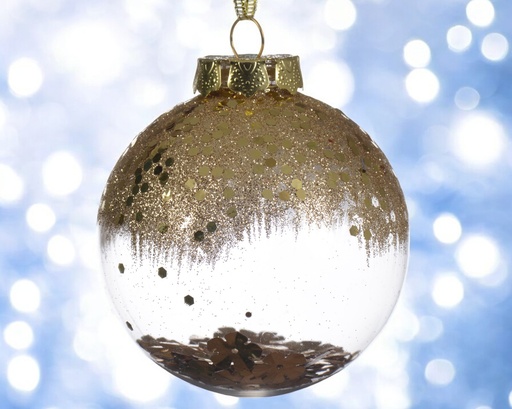 Boule incassable transparent fleurs- paillettes 