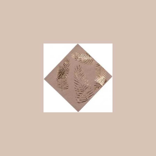 Serviettes x20 kraft/feuilles dores