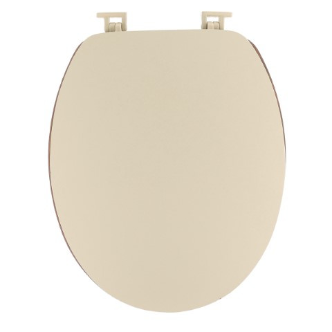 Abattant wc mdf 18 pouces couvercle design  et assise facon acacia  attaches plastique - beige