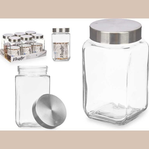 Bocaux verre cuadr 1l couvercle acier