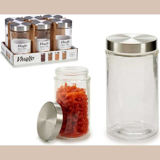 Pot verre rond 1l couvercle acier