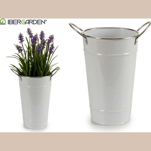 Seau haut ac anses blanc bord argent