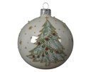 Boule verre brillant sapin blanc 