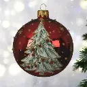 Boule verre brillant sapin rouge