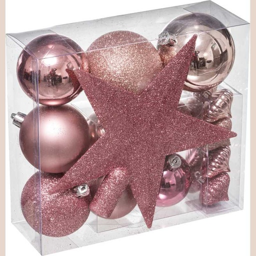Boule de noel kit 18 pcs rose