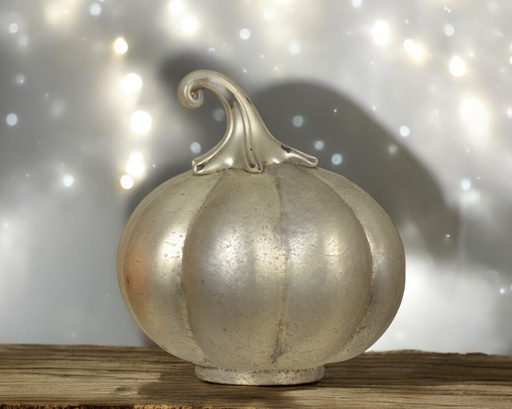 Citrouille en verre mat argente 9cm