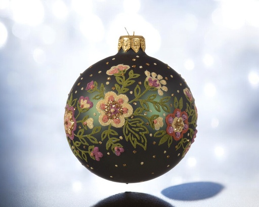 Boule verre mat pourtour fleur 