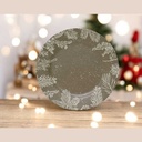 Assiette deco feuilles pomme de pin vert