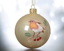 Boule verre email rouge-gorge 