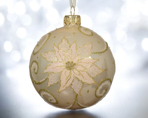 Boule verre email poinsettia 