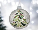 Boule verre transparent sapin colore 