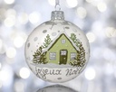Boule verre transparent maison avec texte fr 