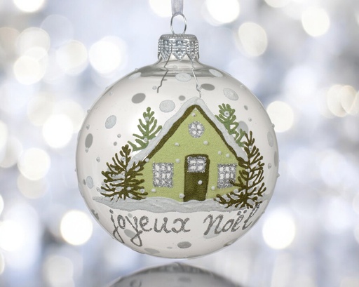 Boule verre transparent maison avec texte fr 