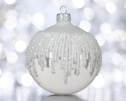 Boule verre brillant neige sur le haut 
