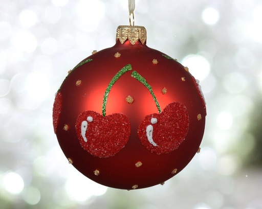 Boule verre mat pourtour cerise 