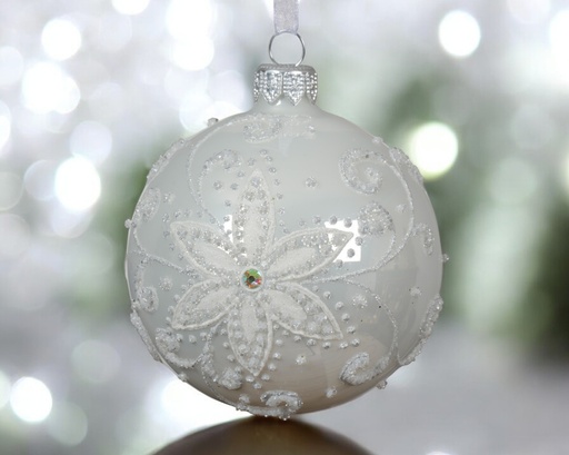 Boule verre email fleur 