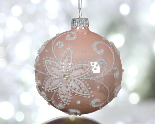 Boule verre email fleur 