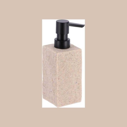 Distributeur a savon 260 ml polyresine carre effet pierre pompe noir mat - naturel