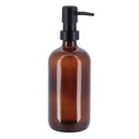 Distributeur a savon verre pompe noir mat 500 ml-  ambre