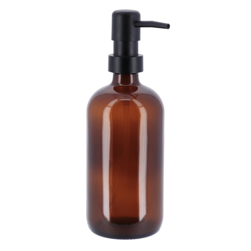 Distributeur a savon verre pompe noir mat 500 ml-  ambre