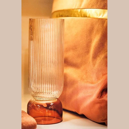 Vase verre relief bas colore lisse 