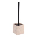Brosse wc polyresine carree effet pierre tige noir mat - naturel