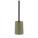 Brosse wc gres ronde decor feuille - kaki