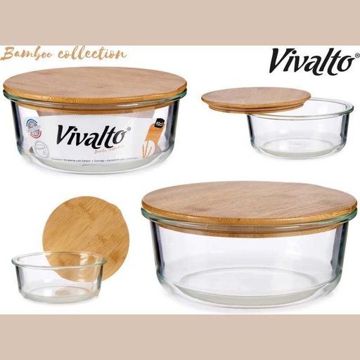 Boîte en verre rectangle + couvercle bambou