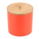 Boite a coton et coton tiges ps orange couvercle bambou - orange/bambou