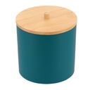 Boite a coton et coton tiges ps bleu couvercle bambou - bleu/bambou