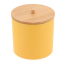 Boite a coton et coton tiges ps jaune couvercle bambou - jaune/bambou