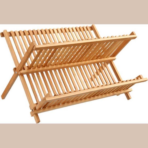 Egouttoir 2 niveaux pliant en bambou